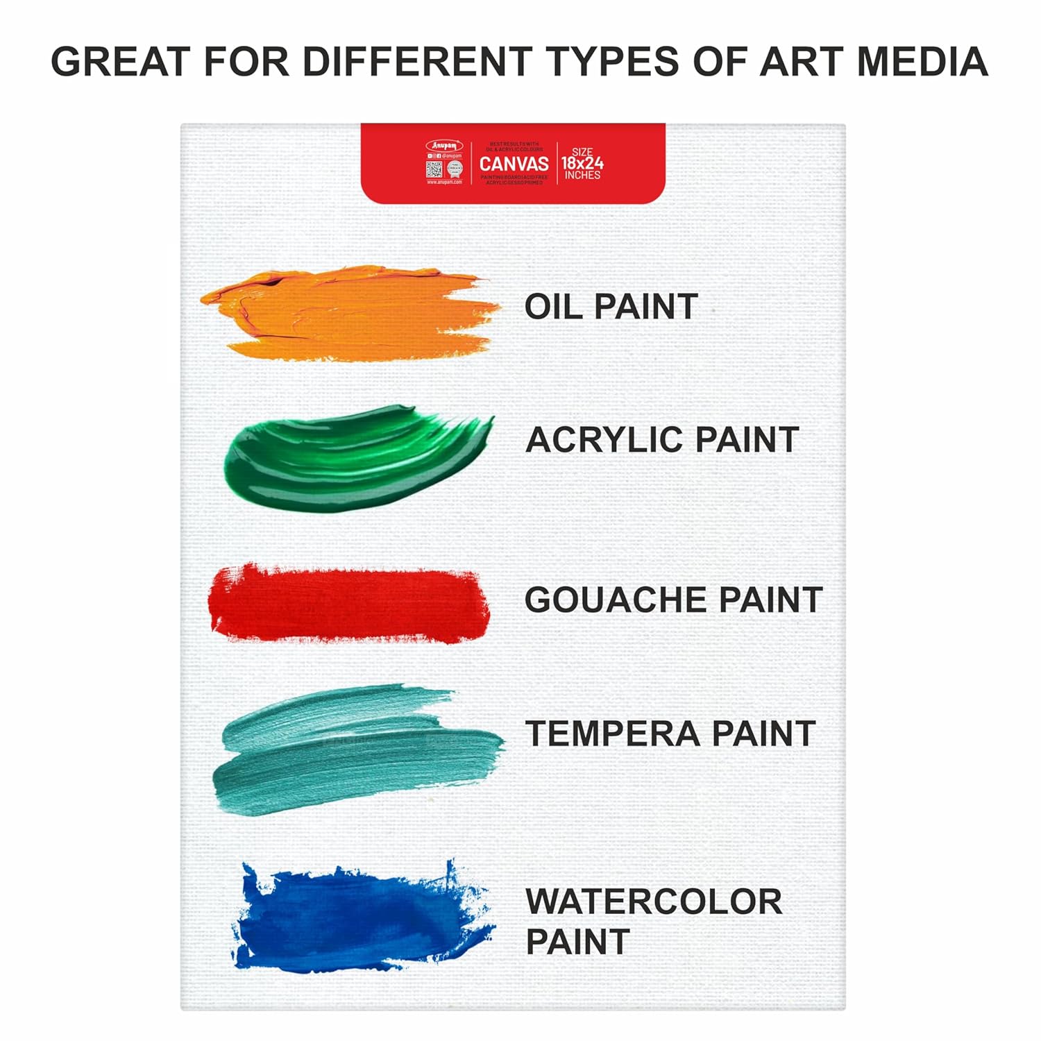 Anupam Primed Canvas Board for Painting, Canvas Boards Painting Canvas Panels for Oil, Acrylic Paint Gouache and Tempera for Beginners & Artists